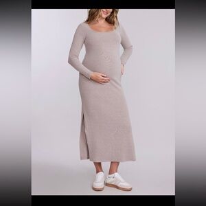 MOTHERHOOD MATERNITY Square Neck Rib Knit Long Sleeve Bodycon Maxi Dress - NWT L